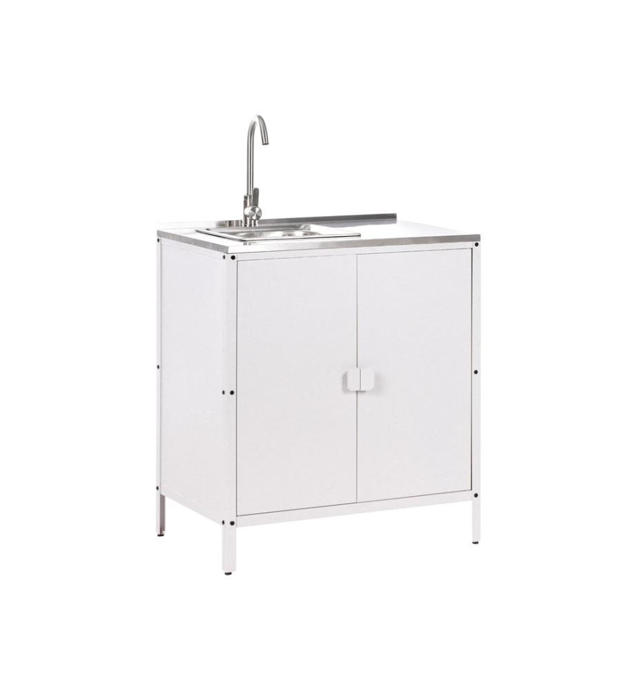 Meuble de cuisine d'extérieur avec évier VILAMA Blanc