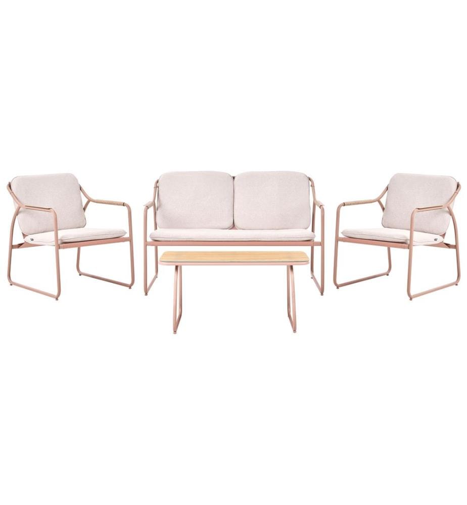 Ensemble de salon de jardin avec table 4 places CALASCIO Métal Beige clair