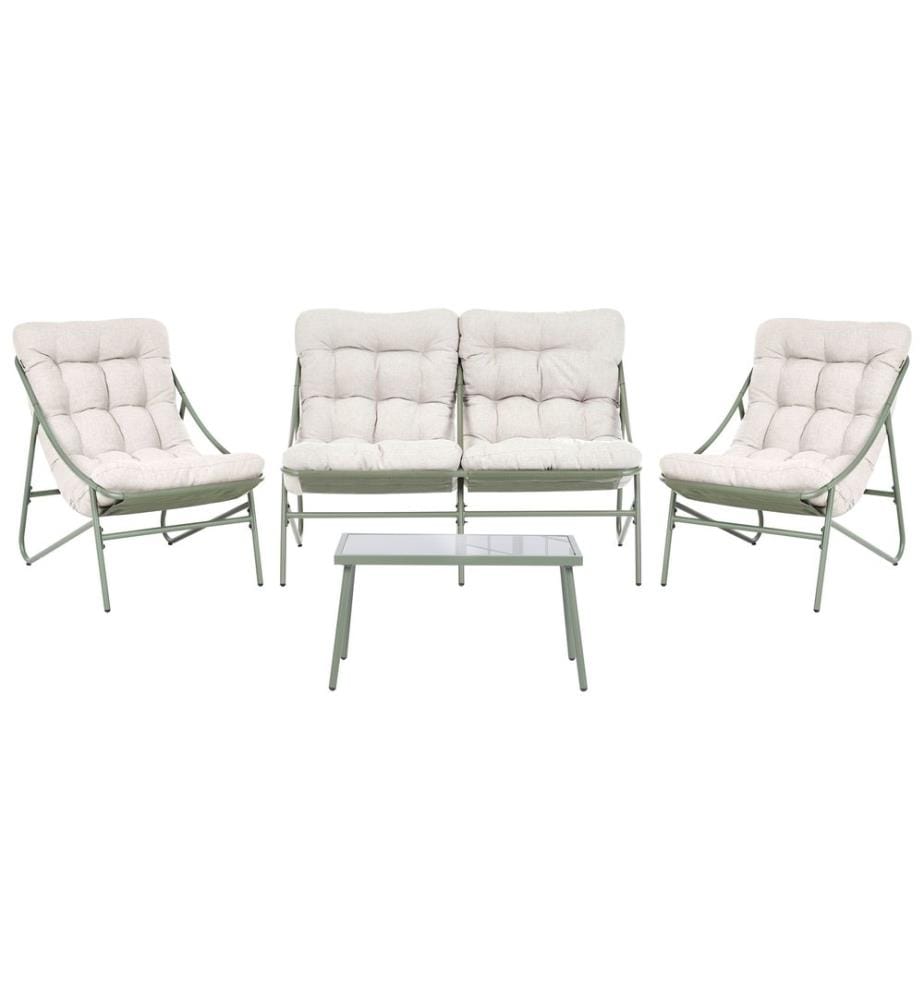 Ensemble de salon de jardin avec table 4 places MOLVENO Métal Beige/vert