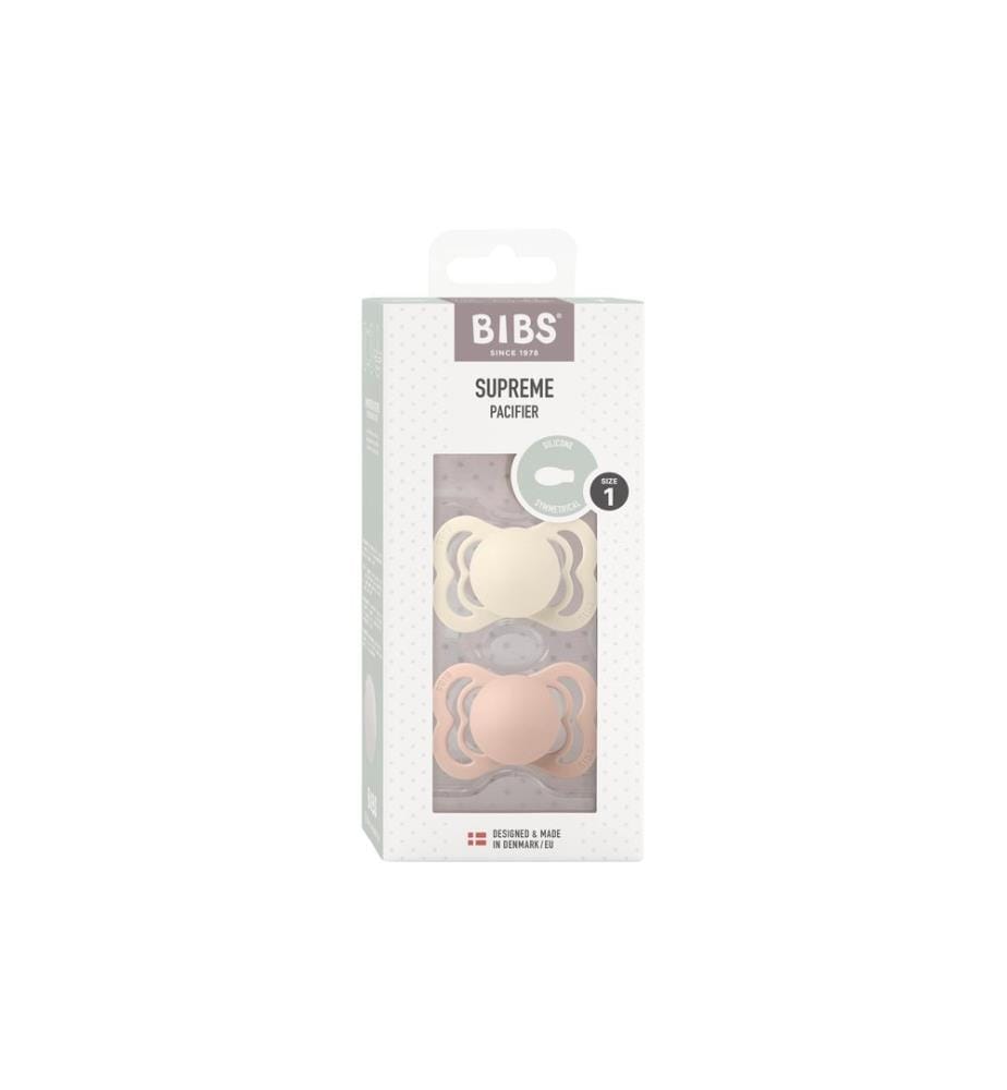 Bibs Supreme Silicone, symétrique, 0 à 6 mois, ivoire/blush