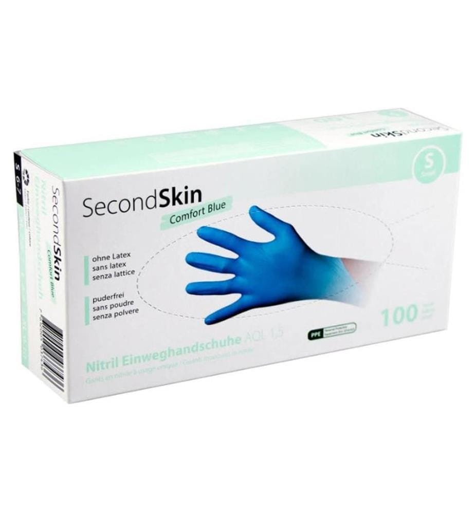 SECONDSKIN - Gant jetable Nitril Comfort S, Bleu, 100 Pièce/s