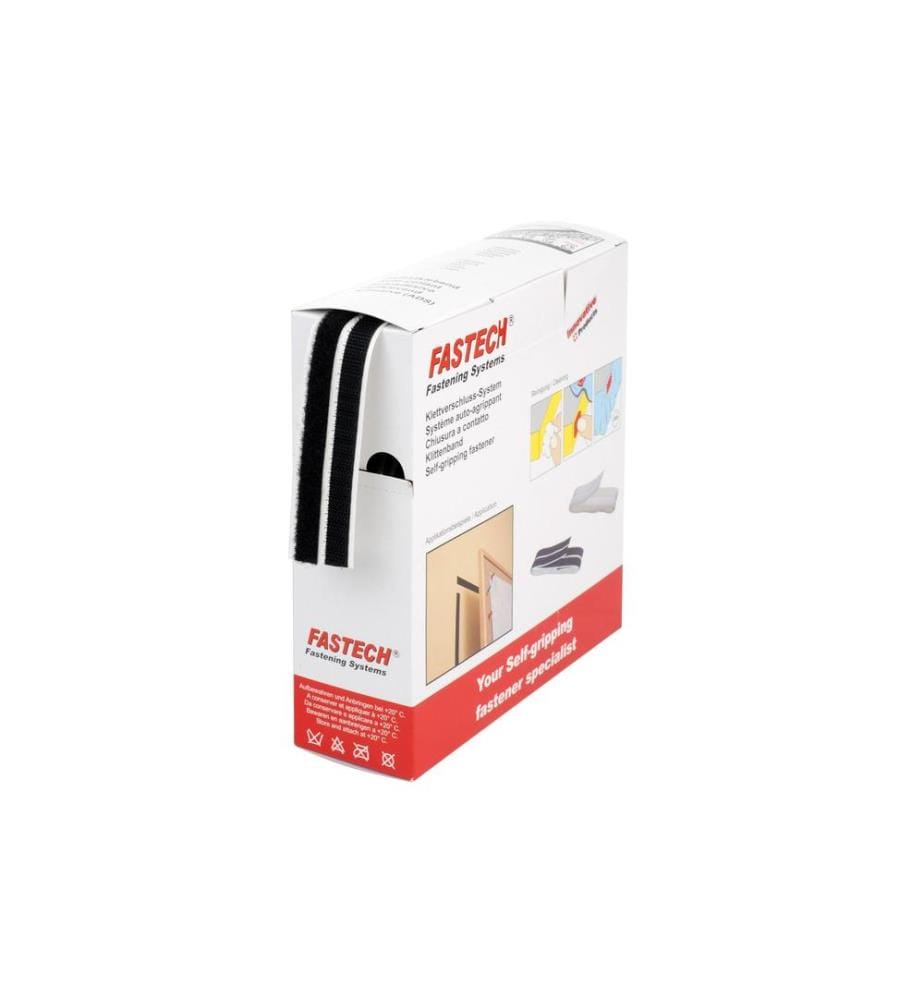 FASTECH - Boîte de bande auto-agrippante 10 mm x 10 m autocollant, noir