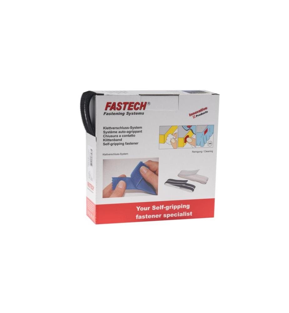 FASTECH - Boîte de bande auto-agrippante 25 mm x 10 m, Noir