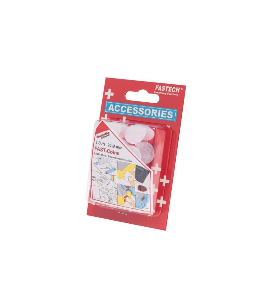 FASTECH - Points auto-agrippants 20 mm auto-adhésif blanc, 8 paires
