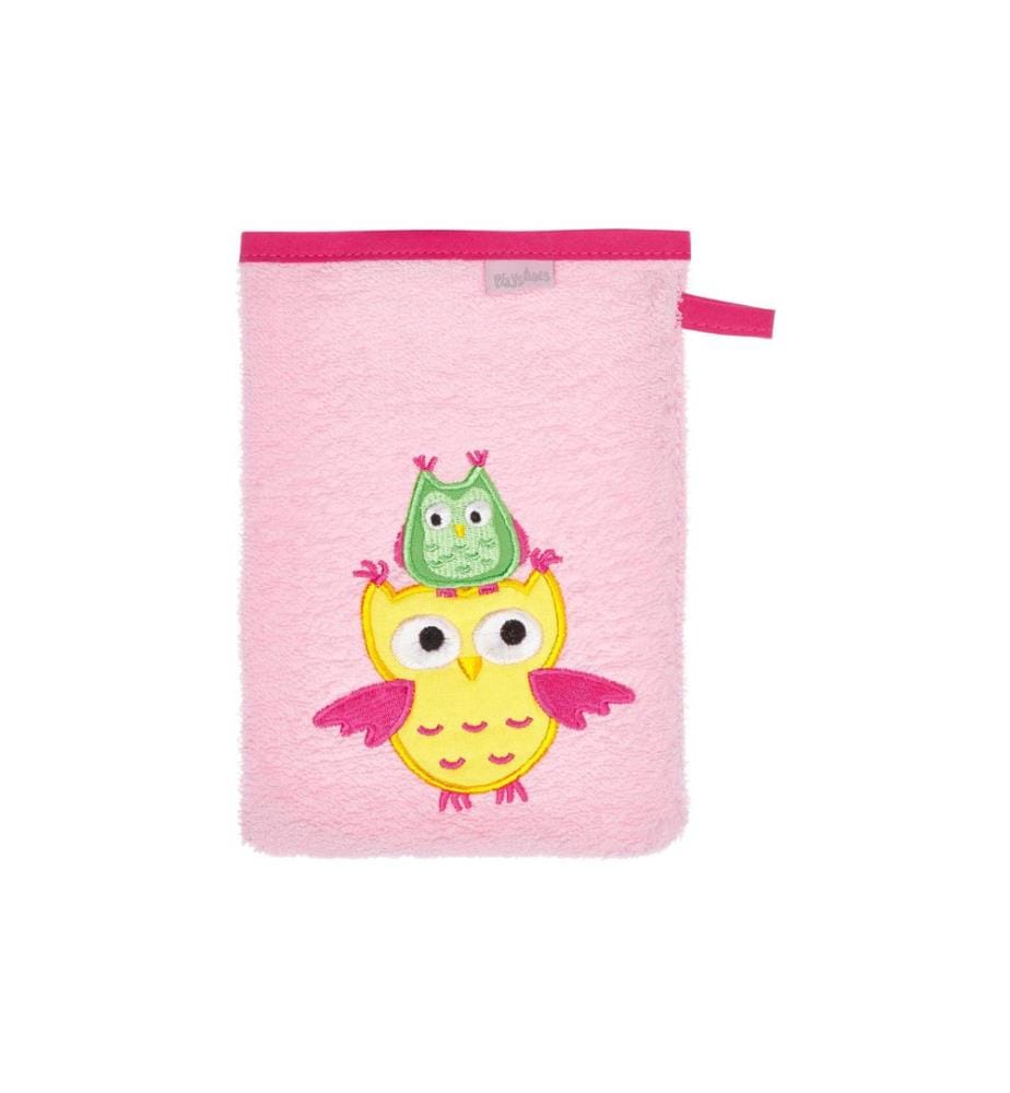 PLAYSHOES - Gants de toilette pour bébé Hibou Jaune/Rose