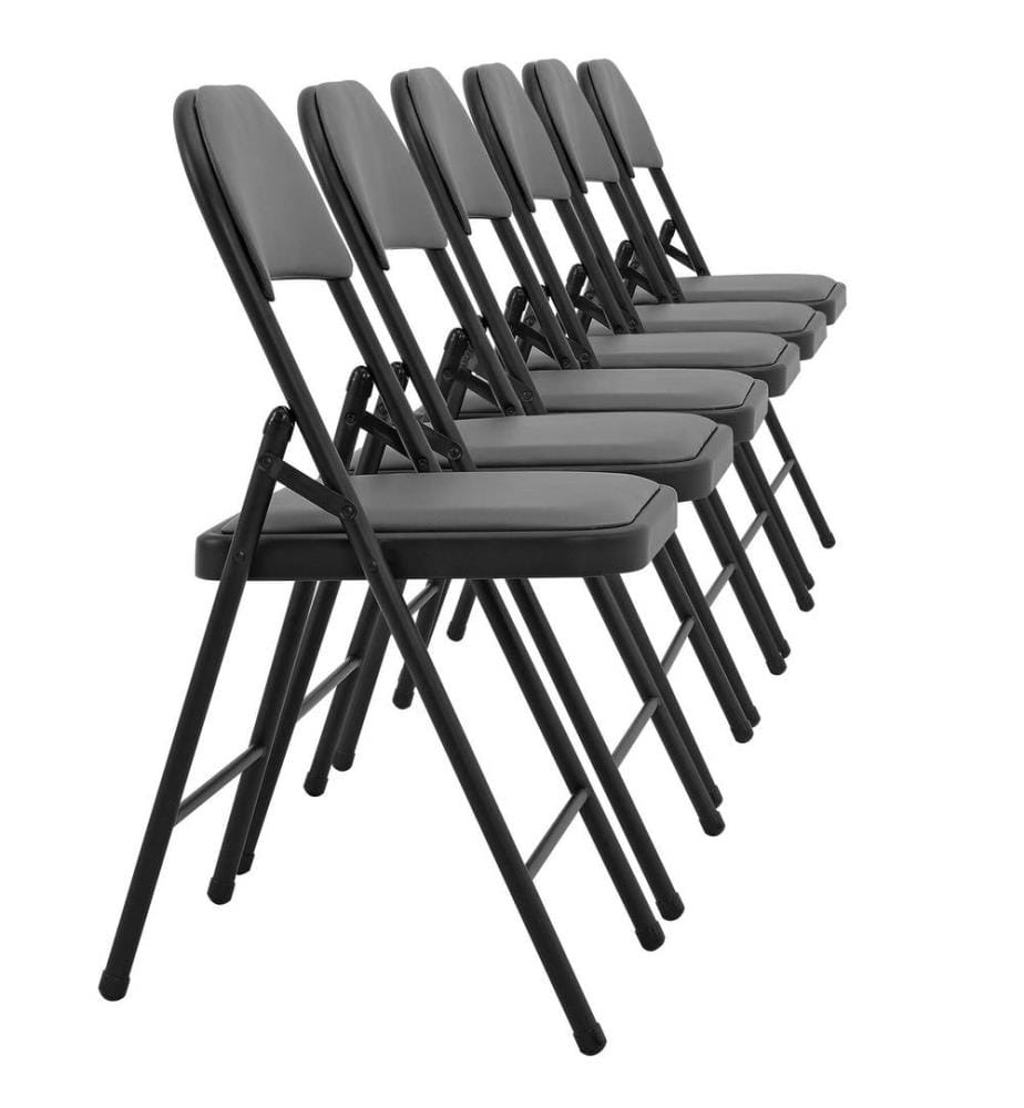 Chaise de conférence chaise pliante set de 6 pièces similicuir gris