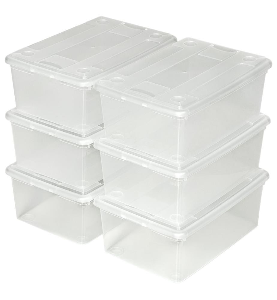 6 boîtes de rangement plastique - blanc transparent