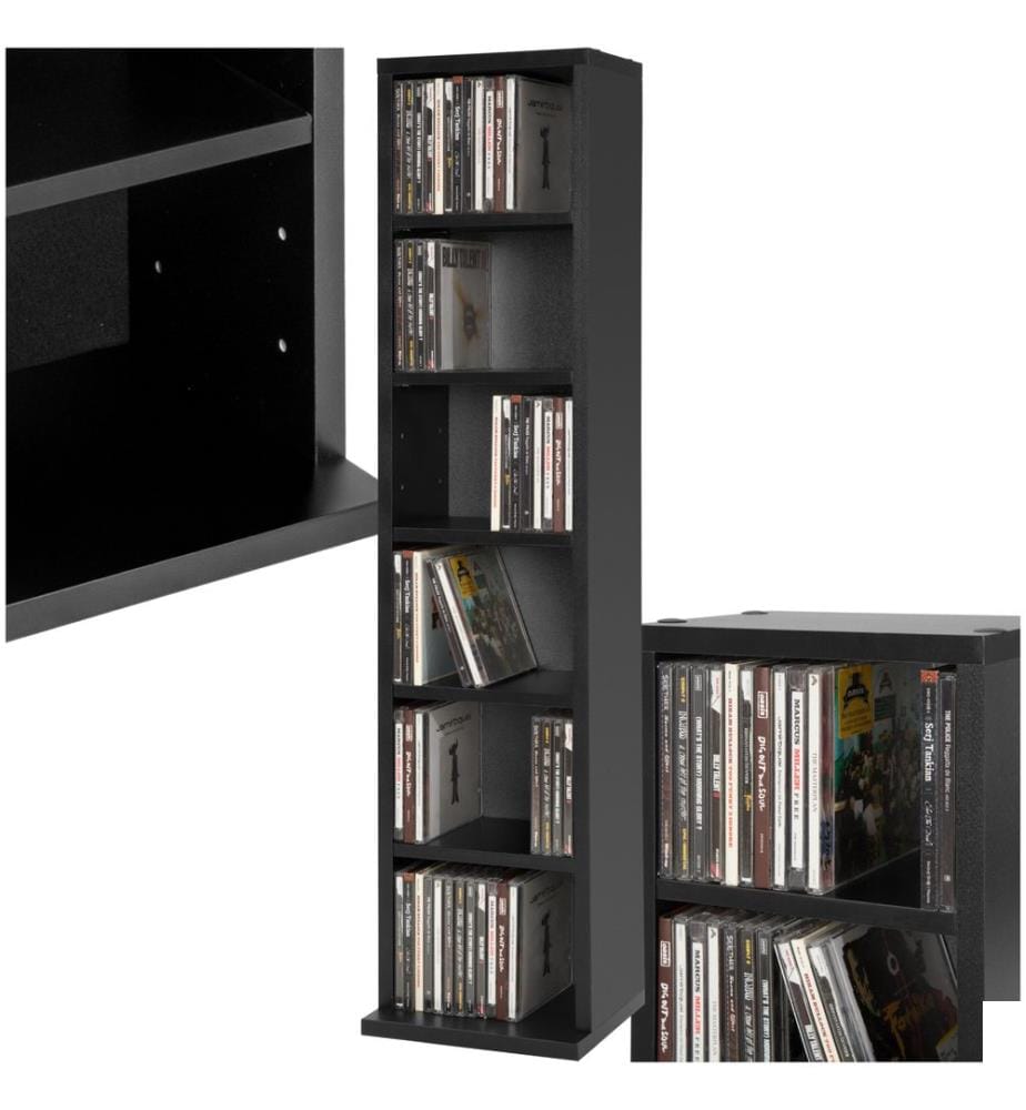 Étagère Colonne Meuble de Rangement 6 compartiments 90x21x20 cm - noir