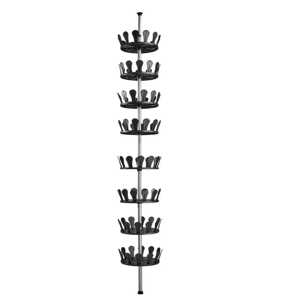 Carrousel à chaussures 26,5x100-300 cm avec tige télescopique max 48 paires - noir