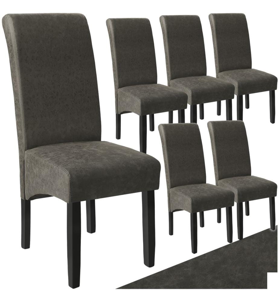 Chaise aspect cuir - gris marbré, Lot de 6