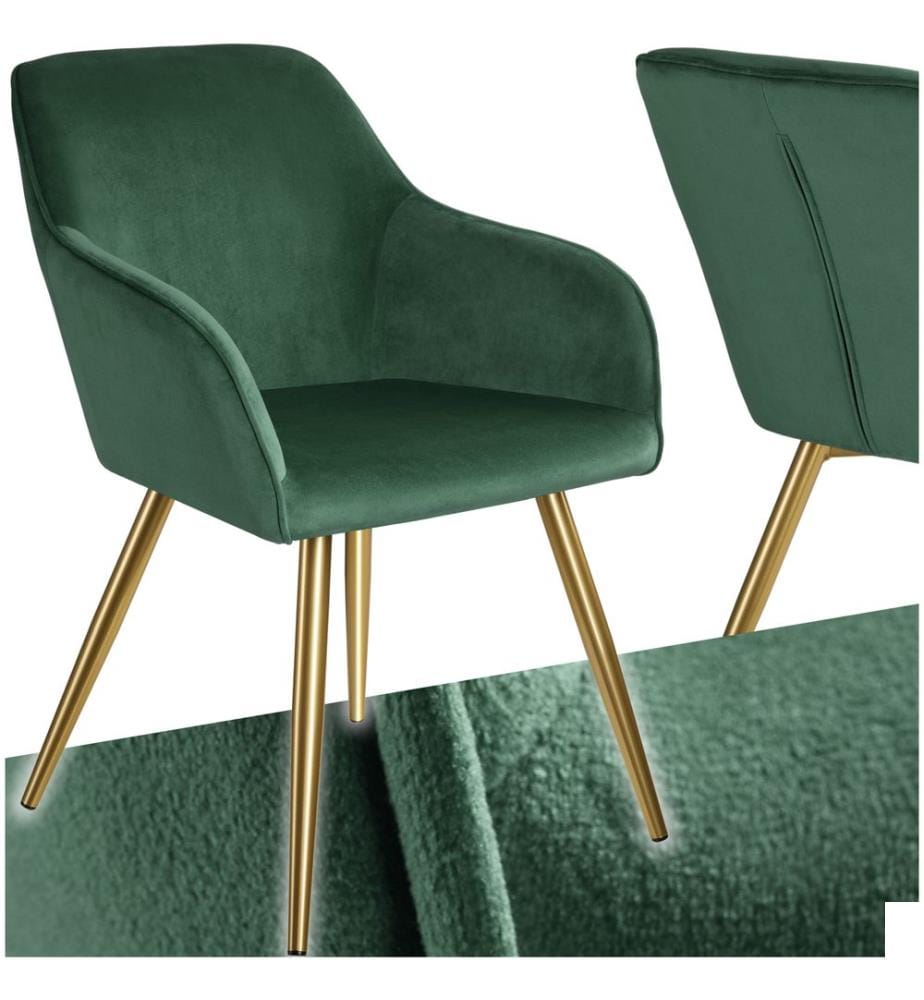 Chaise MARILYN Effet velours style scandinave - vert foncéor, par pièce