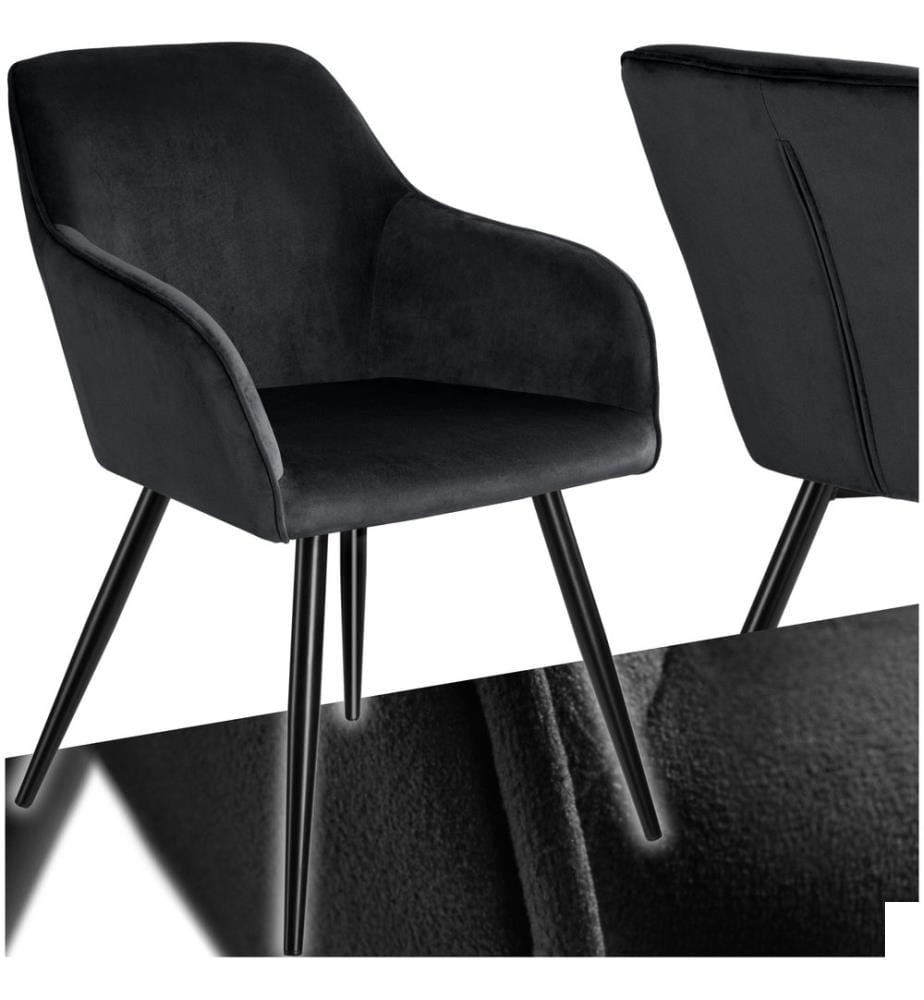 Chaise MARILYN Effet Velours Style Scandinave - noir, par pièce