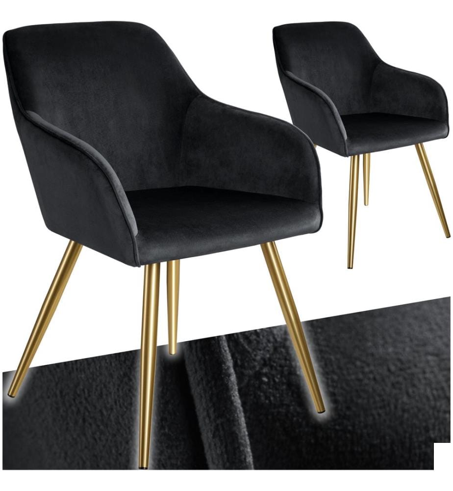 Chaise MARILYN Effet velours style scandinave - noiror, Lot de 2