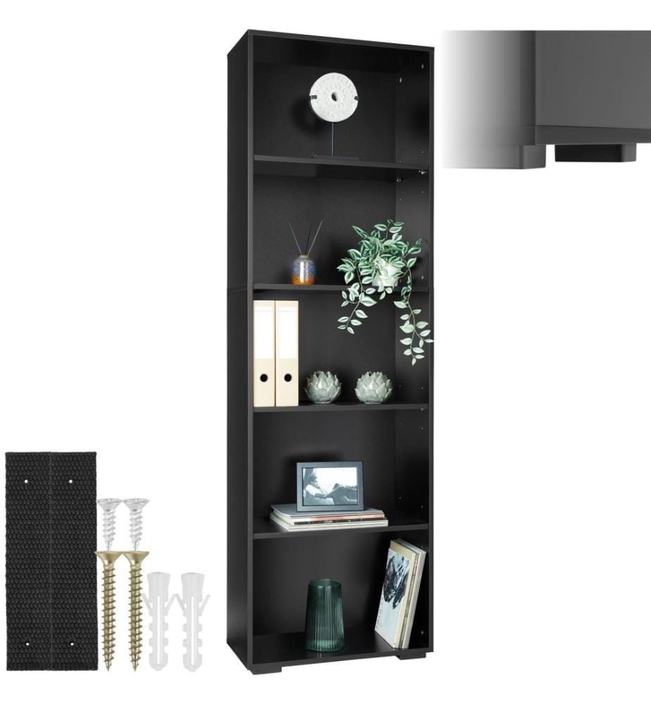 Bibliothèque Lexi 5 étagères - noir