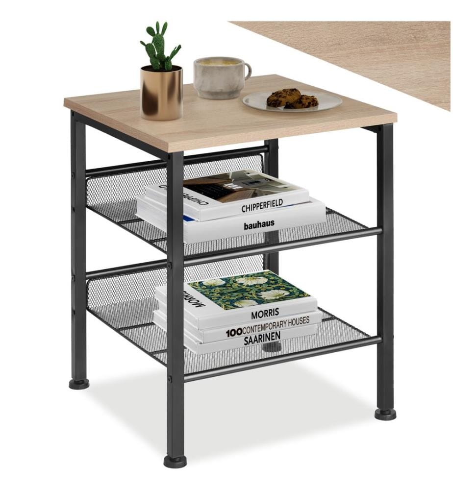 Table dappoint LINCOLN 40,5x40x50,5 cm - Bois clair industriel, Chêne Sonoma