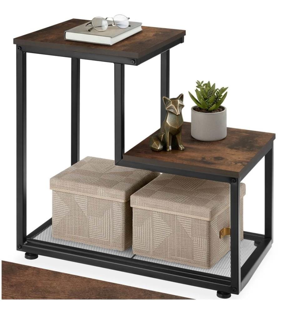 Table dappoint HALIFAX 60,5x35,5x60,5 cm - Bois foncé industriel, rustique
