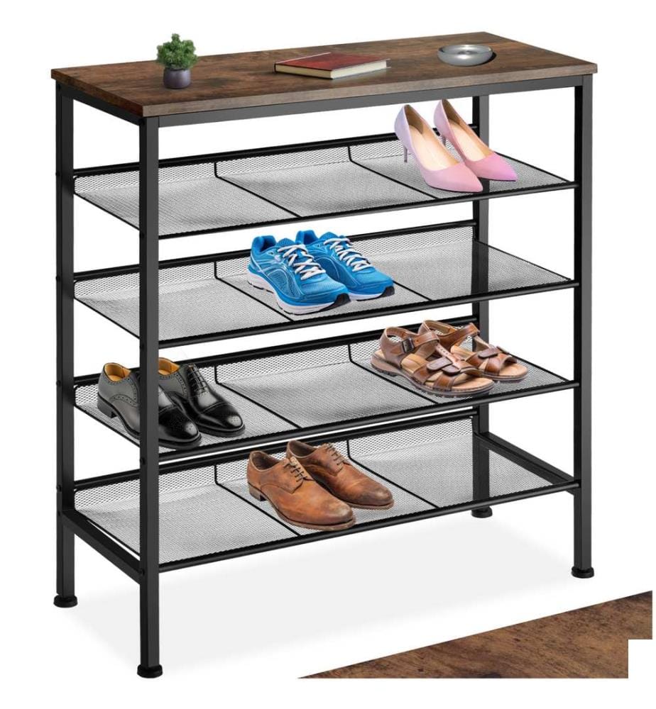 Étagère à chaussures BOURNEMOUTH 75,5x30,5x85,5 cm - Bois foncé industriel, rustique