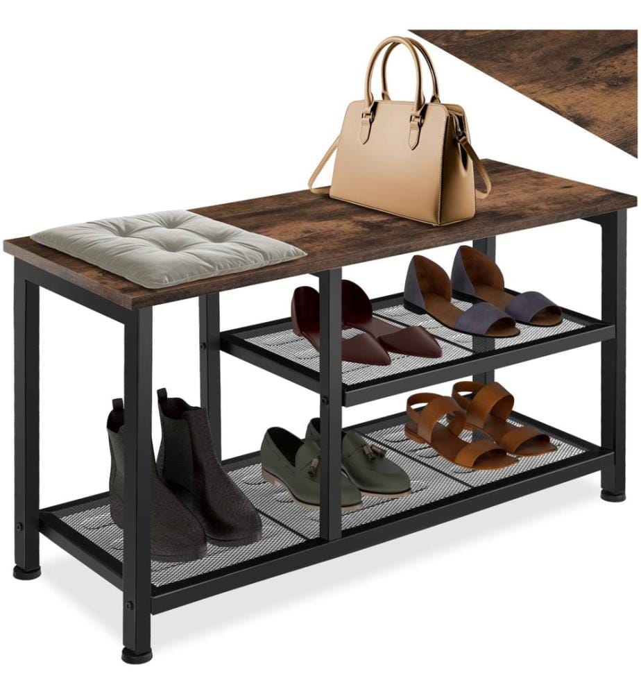 Étagère à chaussures TAUNTON 80x30x45,5 cm - Bois foncé industriel, rustique
