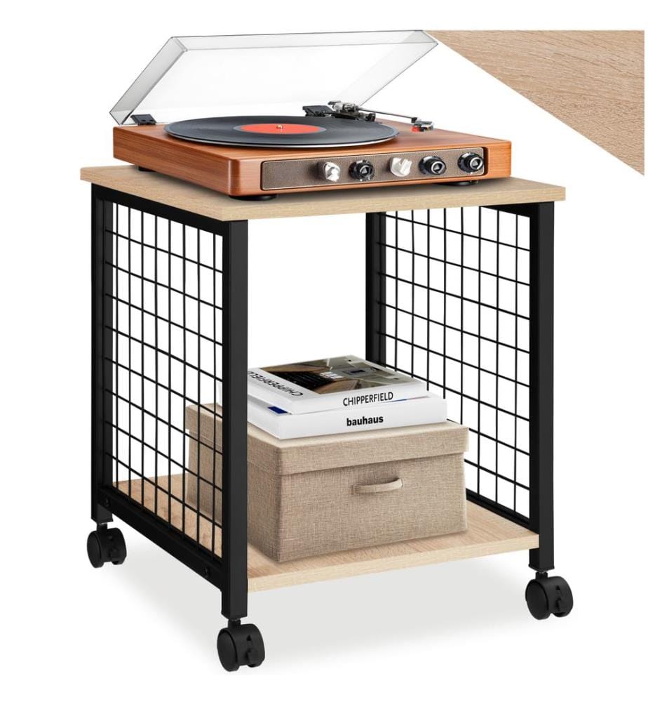 Table dappoint Gary 40x40x48 cm - Bois clair industriel, Chêne Sonoma