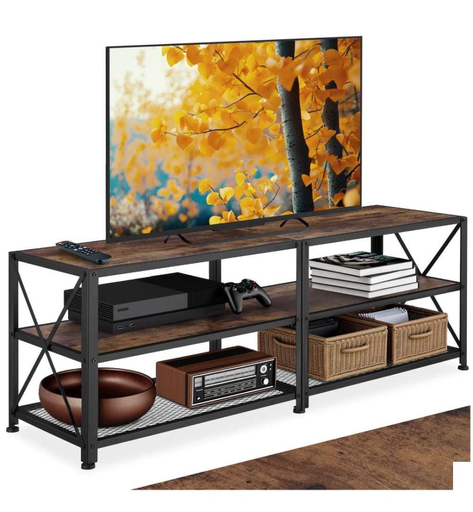 Meuble bas - 141 cm, Bois foncé industriel, rustique