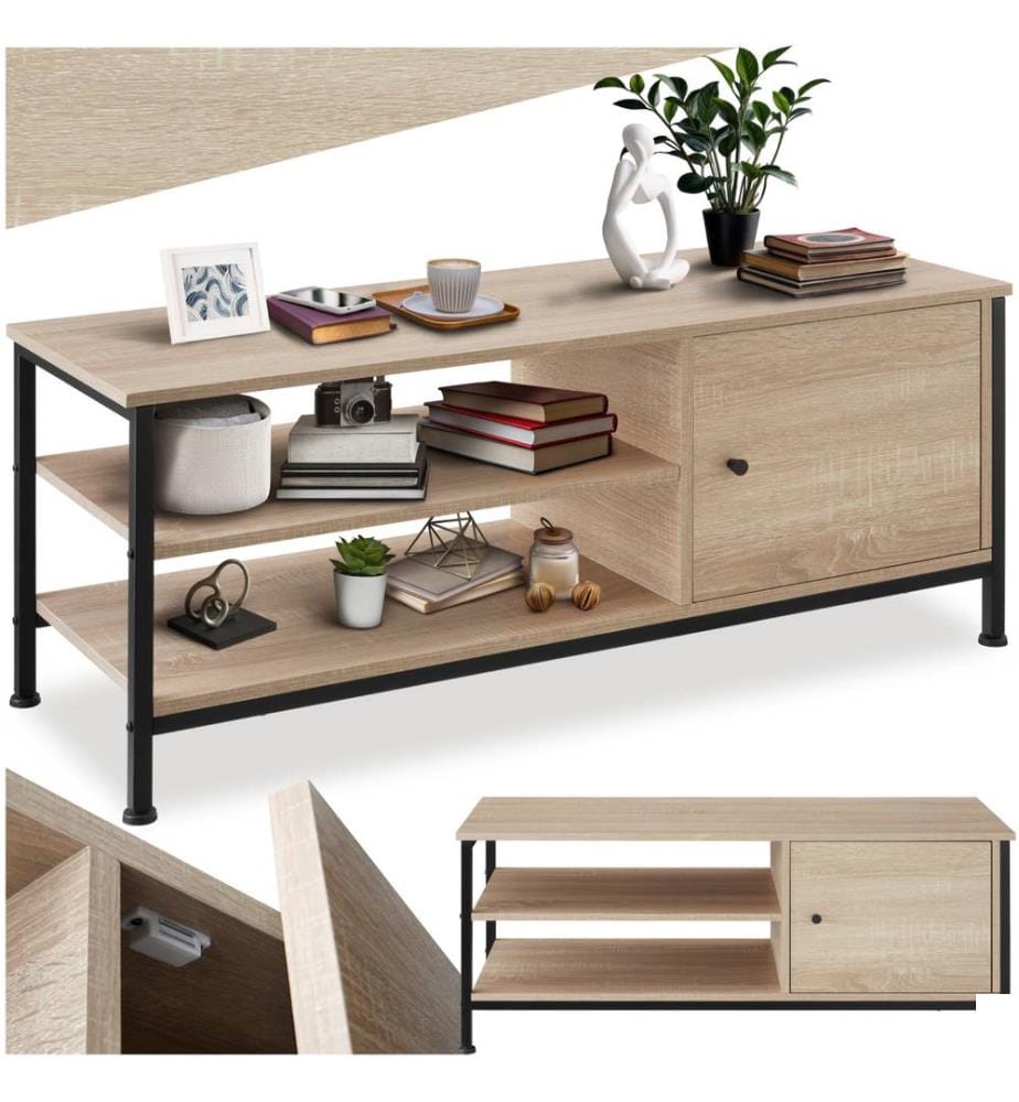 Meuble bas Durban 110x40x45,5 cm - Bois clair industriel, Chêne Sonoma