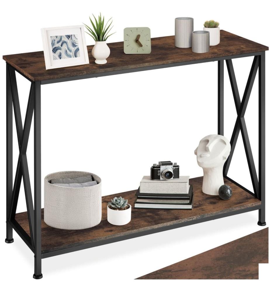 Table console Tacoma 100 x 35 x 80,5 cm - Bois foncé industriel, rustique