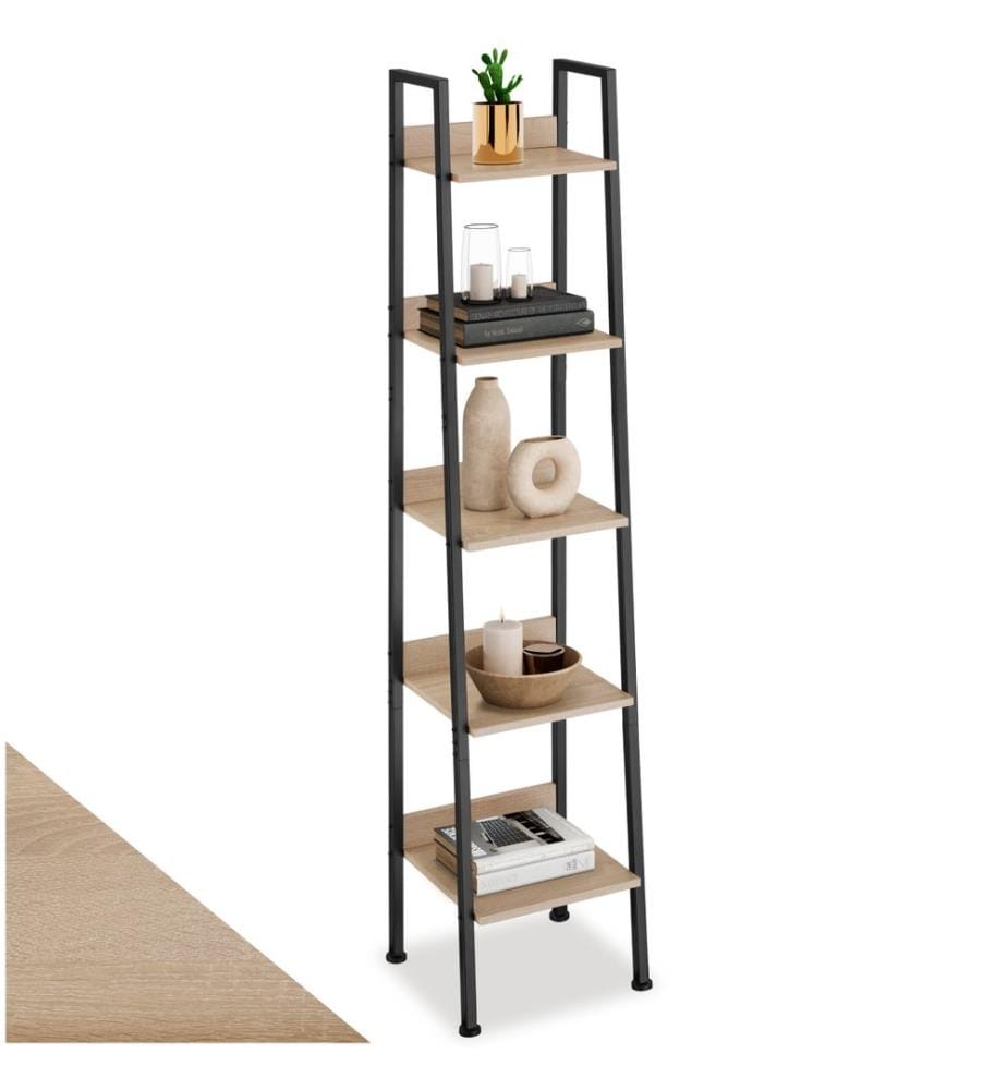 Étagère échelle - 35,5 x 31,5 x 170,5 cm, Bois clair industriel, Chêne Sonoma