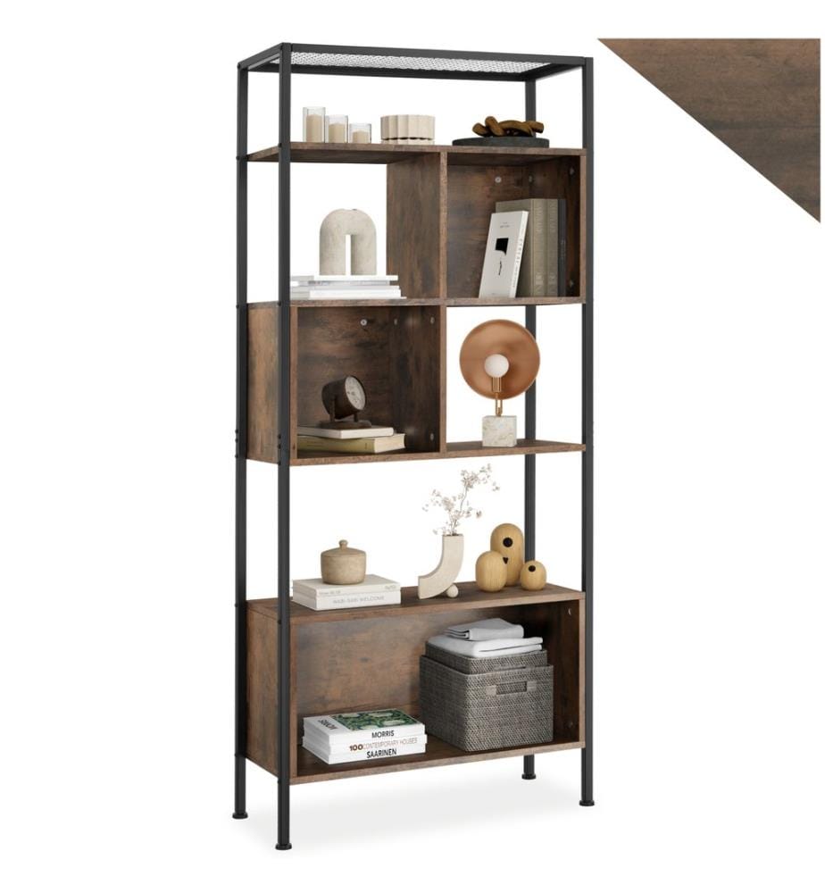 Etagère Hastings 75x31x170,5 cm - Bois foncé industriel, rustique
