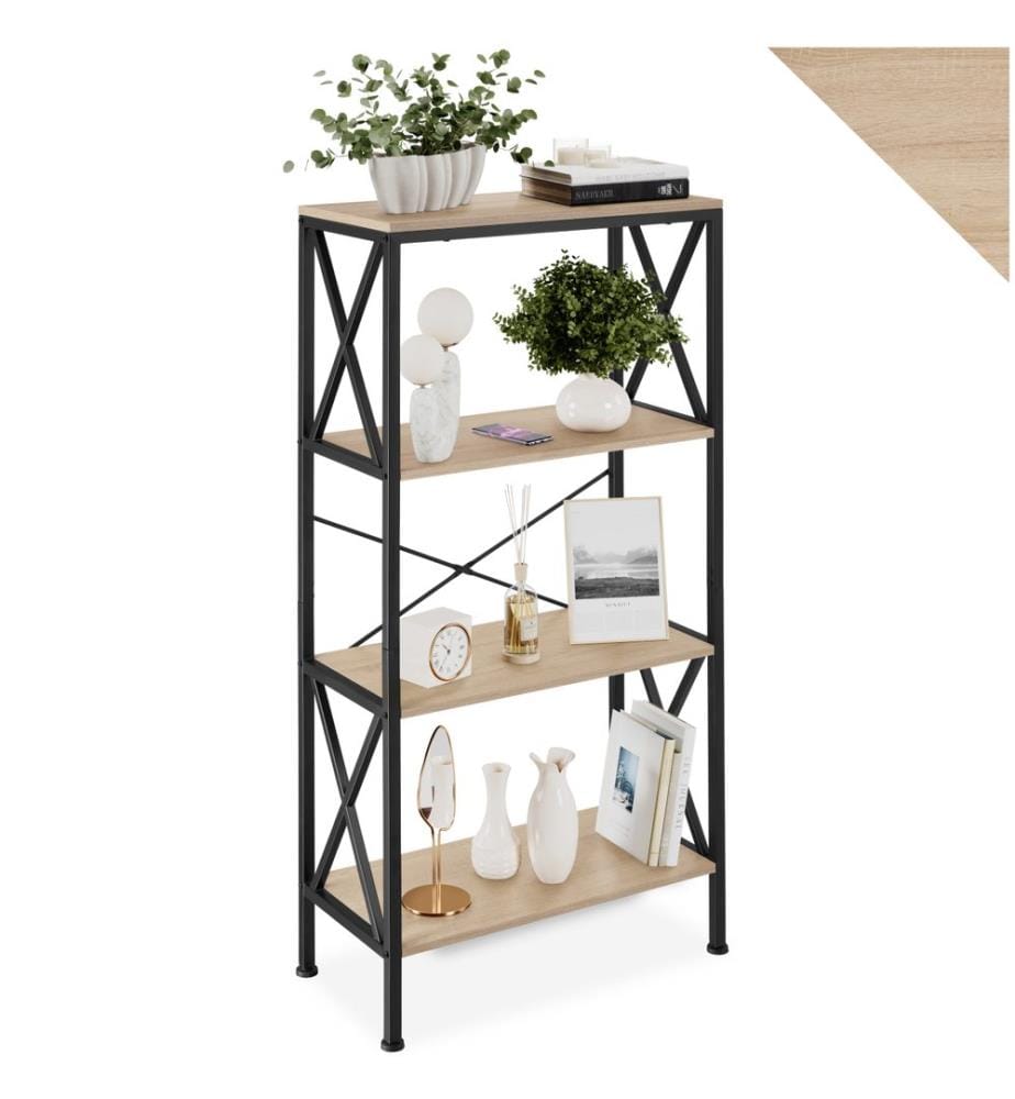 Etagère Barry 61,5x31,5x133,5 cm - Bois clair industriel, Chêne Sonoma