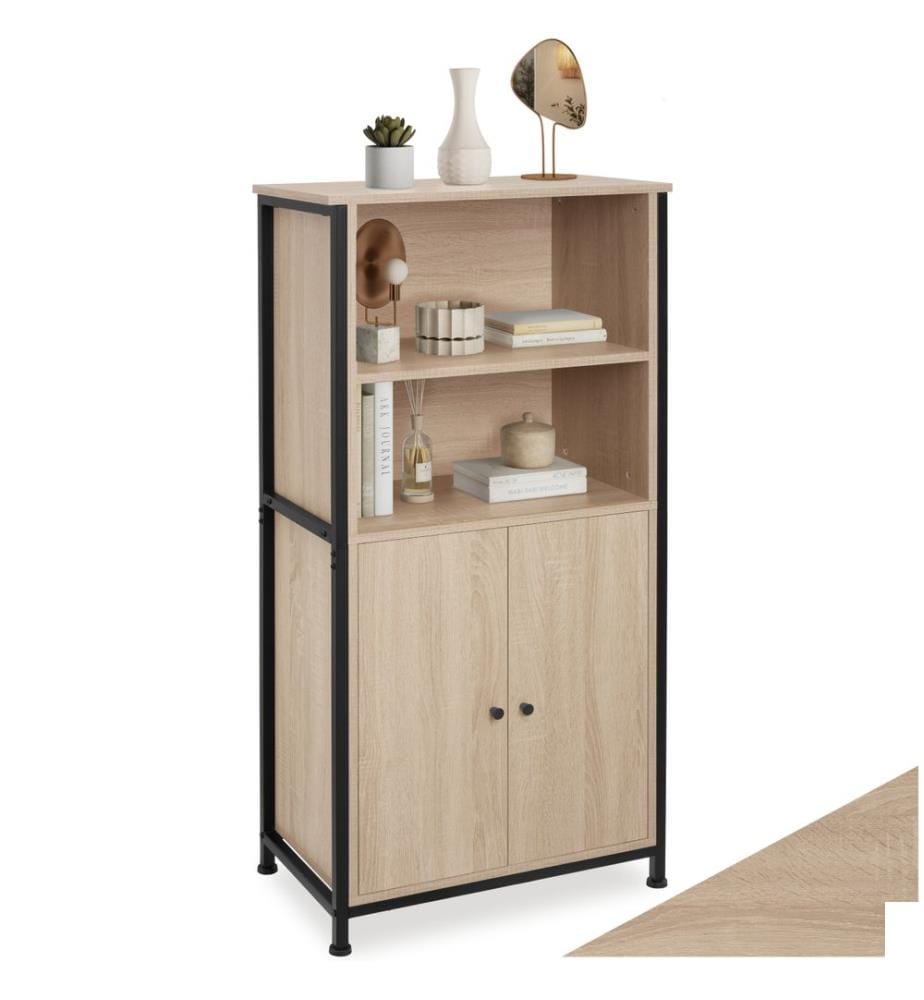 Buffet Doncaster 60x38x125 cm - Bois clair industriel, Chêne Sonoma