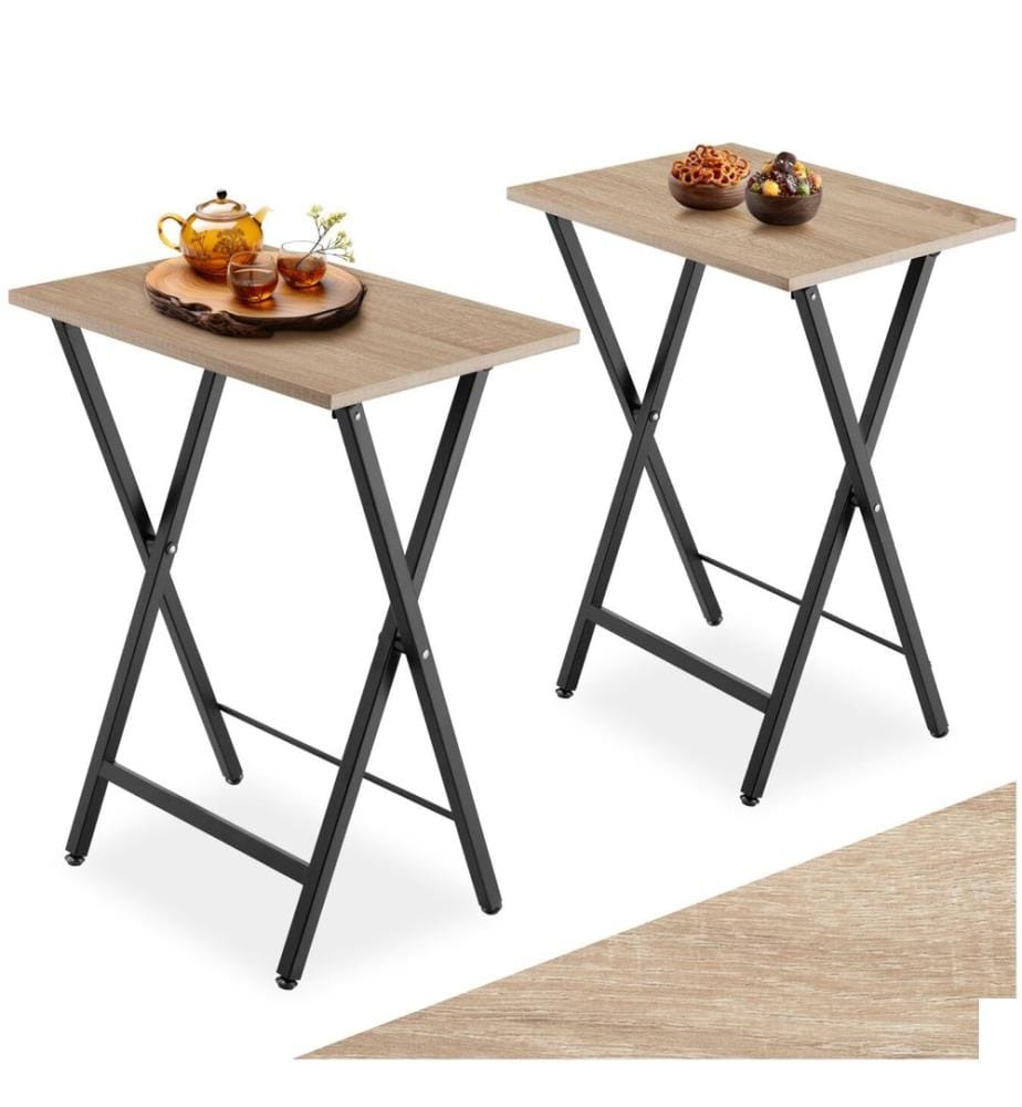 Ensemble de 2 tables dappoint pliables Phoenix - Bois clair industriel, Chêne Sonoma