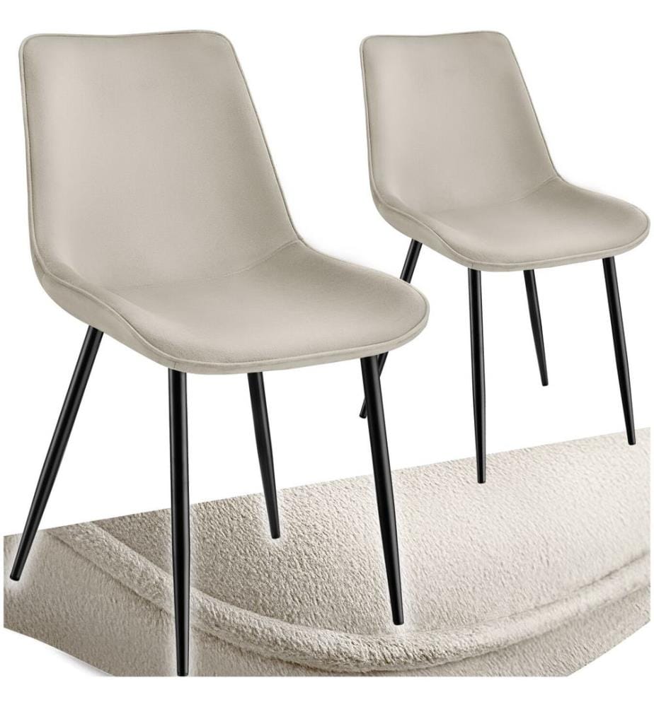 Lot de chaises de salle à manger Monroe aspect velours - crème, Lot de 2