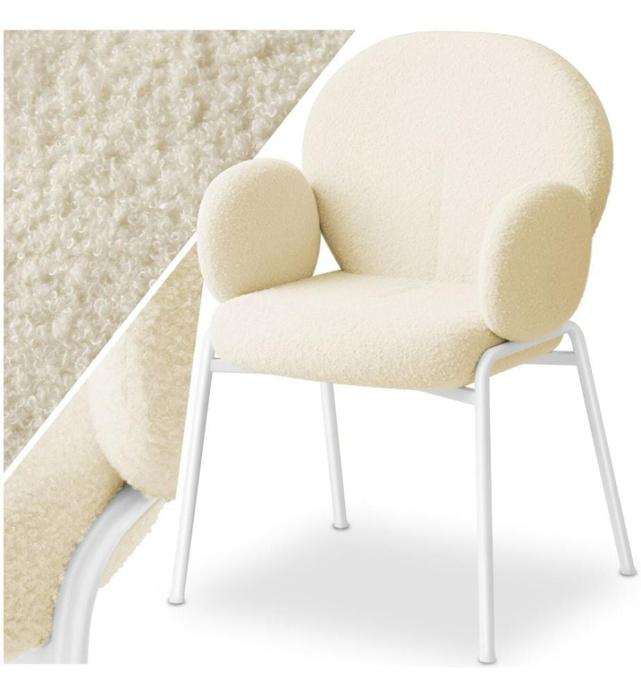 Chaise rembourrée Scandi, tissu bouclette - crème, par pièce