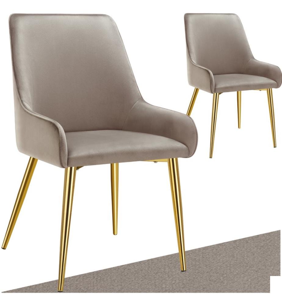 Chaise rembourrée Avane, aspect velours, capacité de charge 120 kg - taupe, Lot de 2