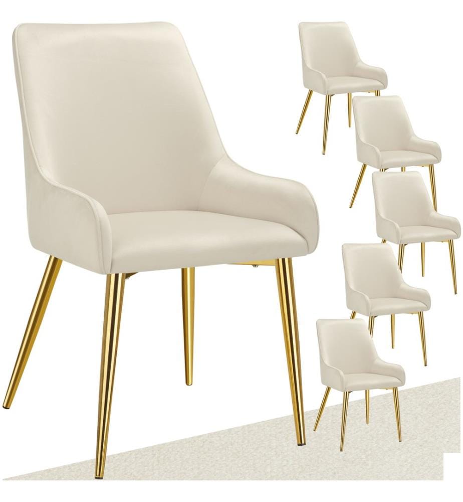 Chaise rembourrée Avane, aspect velours, capacité de charge 120 kg - beige, Lot de 6