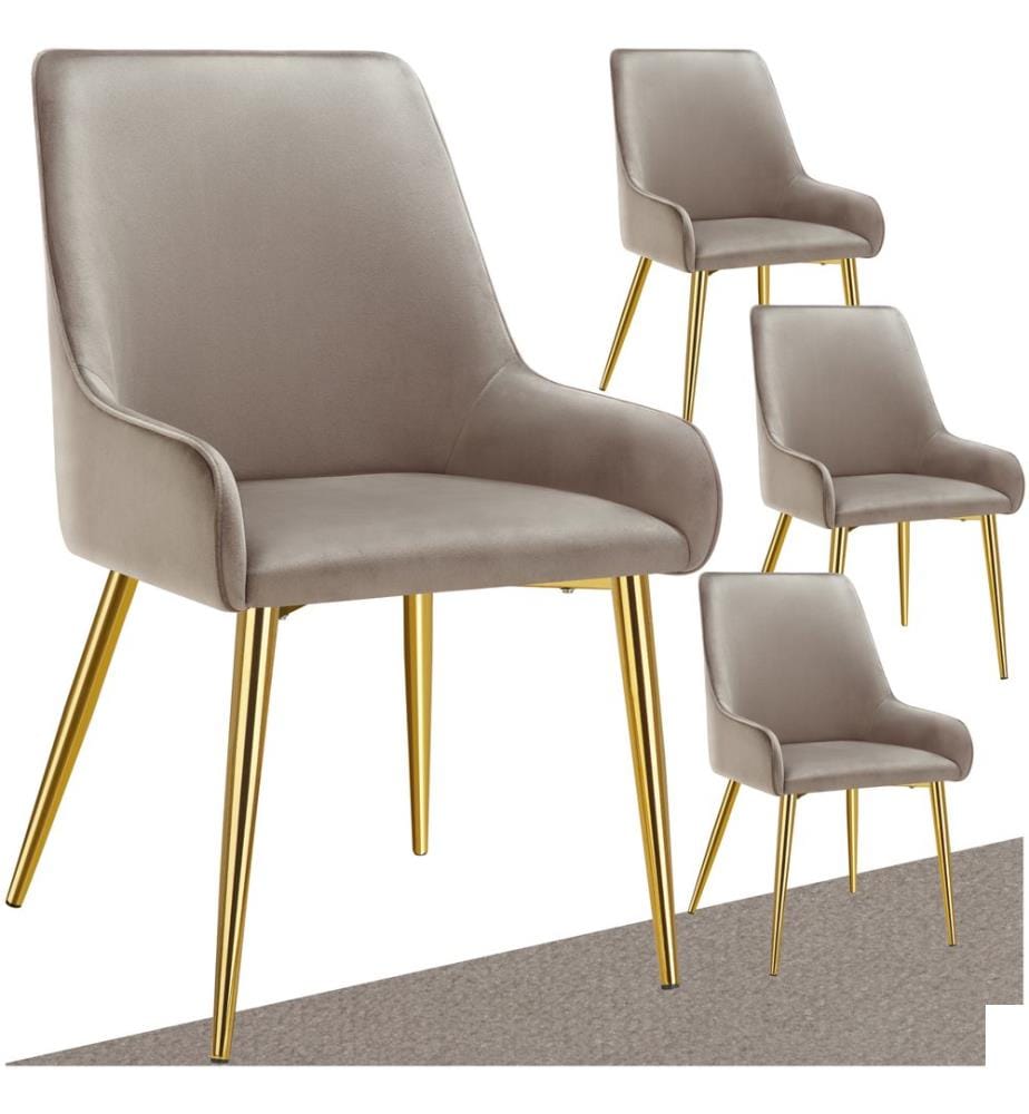 Chaise rembourrée Avane, aspect velours, capacité de charge 120 kg - taupe, Lot de 4