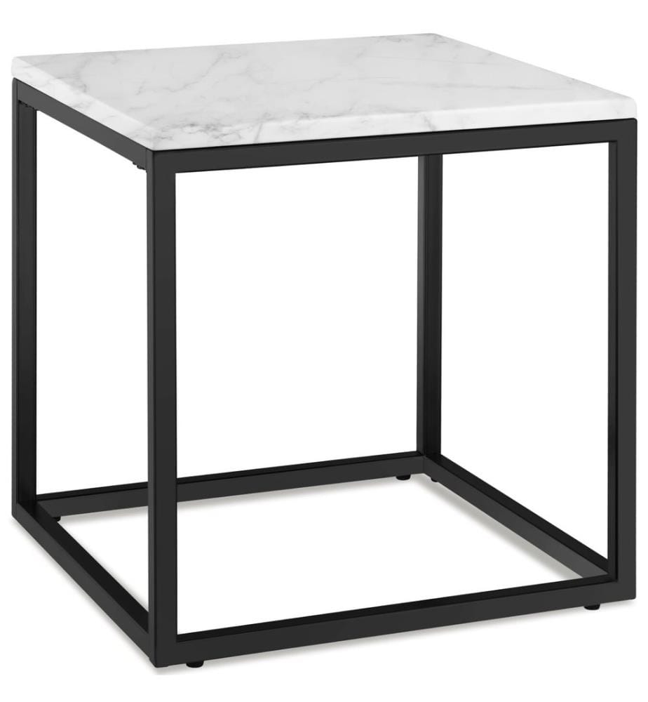 Table d'appoint en marbre Alysia, carré - noirblanc