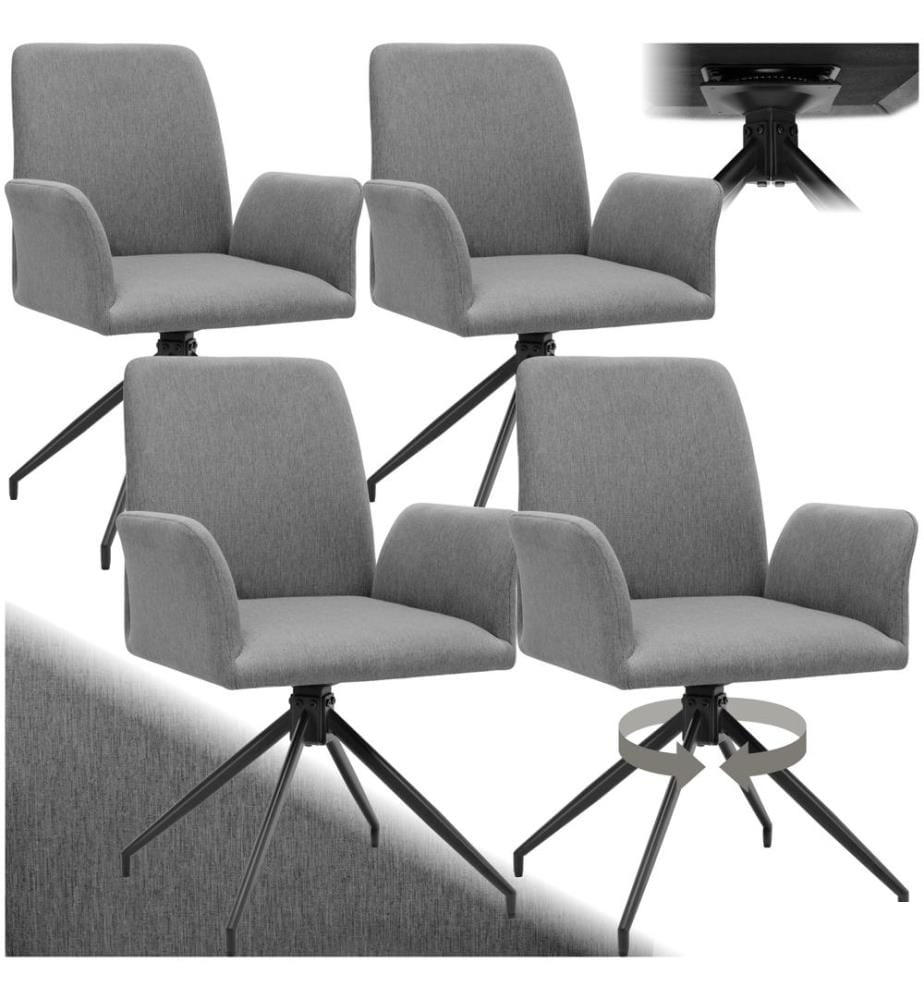 Fauteuil pivotant DAYA rembourré - gris anthracite, Lot de 4