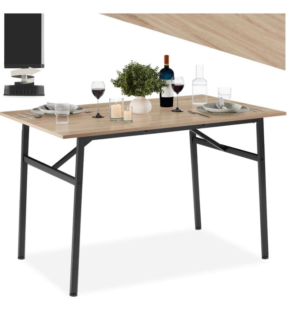 Table de salle à manger industrielle Swansea 120x75x76 cm - Bois clair industriel, Chêne Sonoma