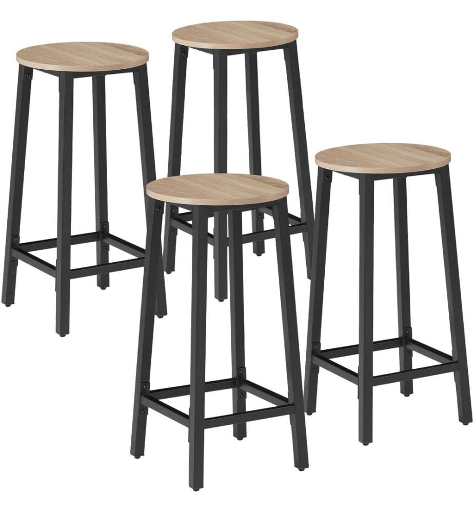 Tabourets de bar Corby - Bois clair industriel, Chêne Sonoma, Lot de 4