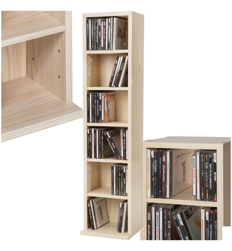 Étagère Colonne Meuble de Rangement 6 compartiments 90x21x20 cm - marron hêtre