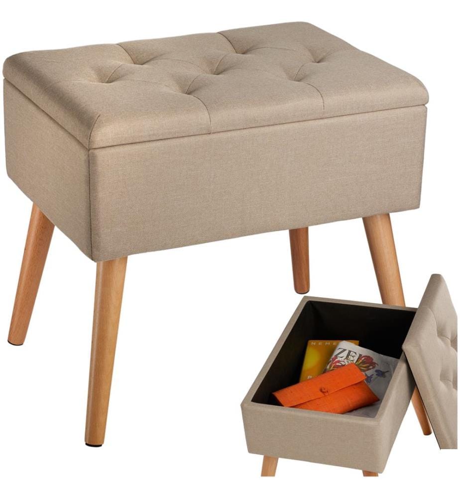 Banc avec coffre de rangement aspect lin RANYA - sable