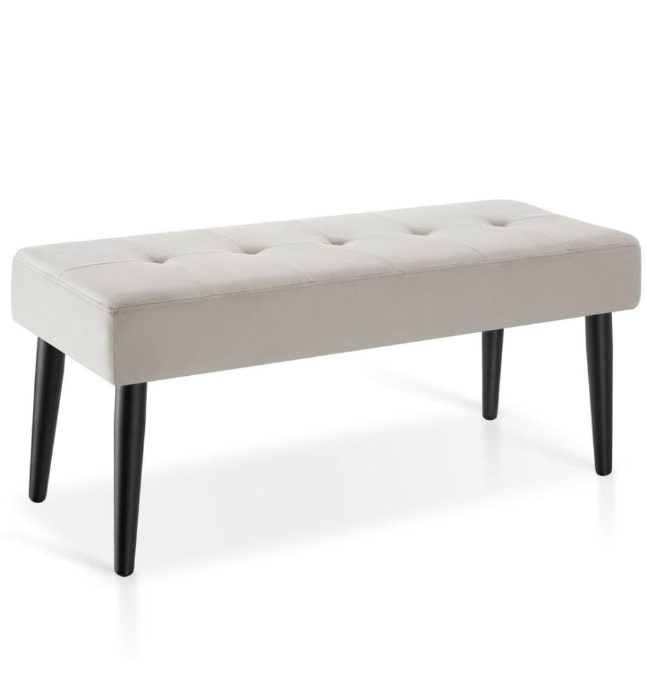 Banc Glora rembourré, avec motif matelassé, capacité de charge de 220 kg - Velours taupe