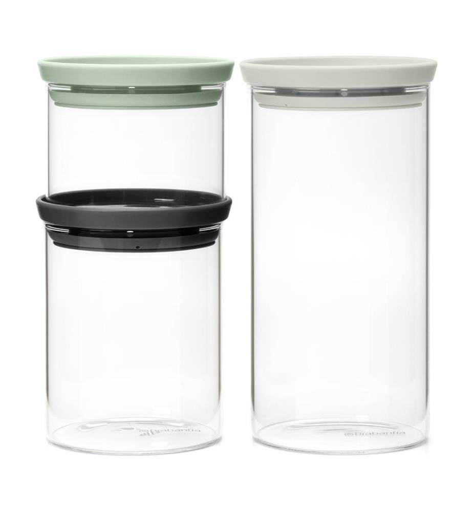 Lot de 3 Bocaux Empilables en verre - 3 Coloris