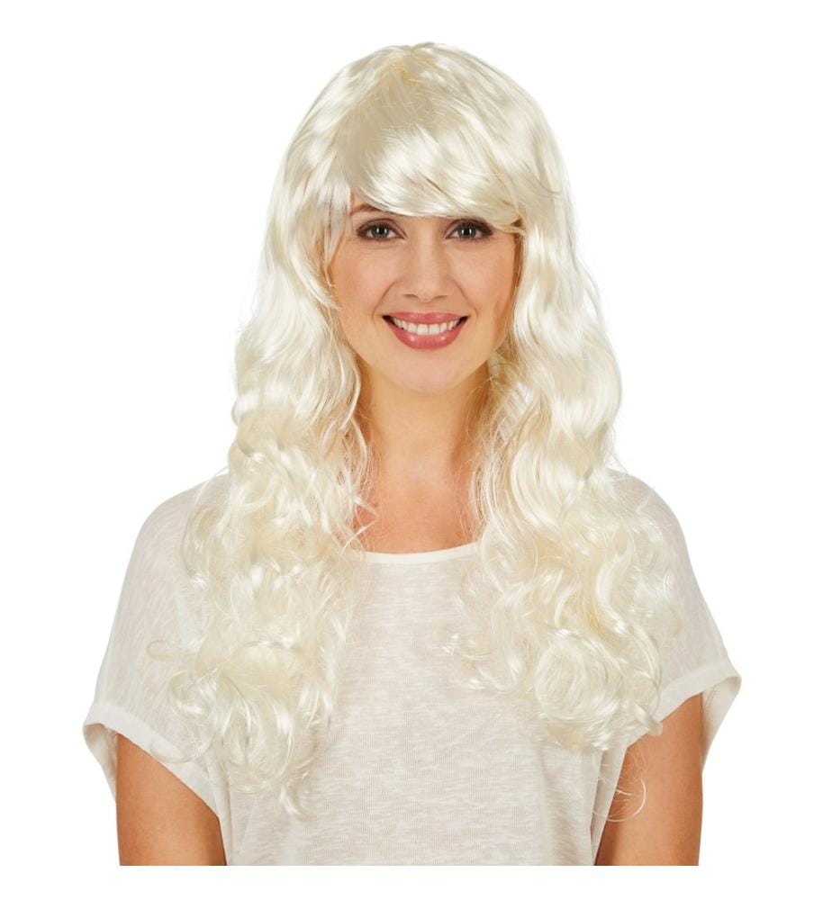Perruque pour femme blond platine long