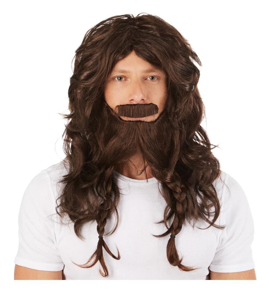 Perruque pour homme viking brun