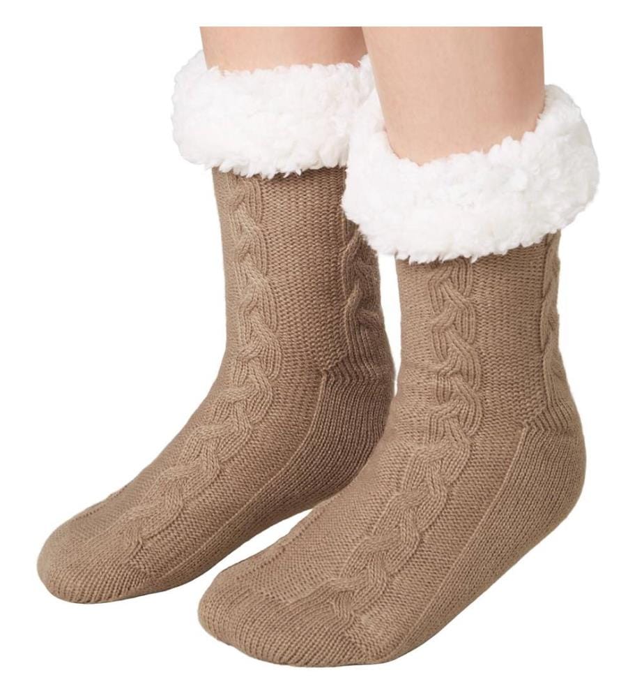 Chaussettes douillettes avec motif marron