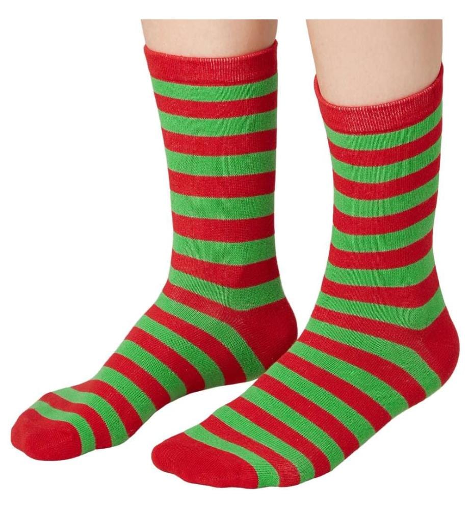 Chaussettes de Noël rayées vert-rouge