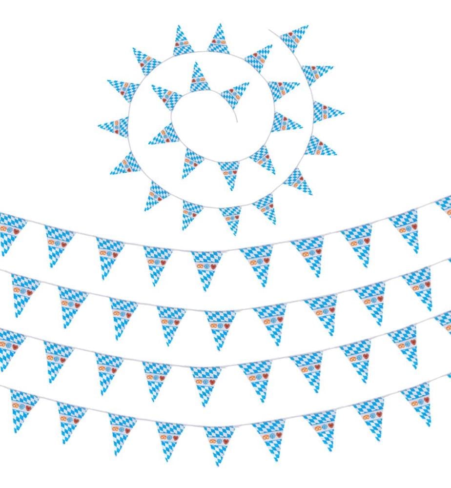 Guirlande avec motif losanges bleus et blancs et symboles