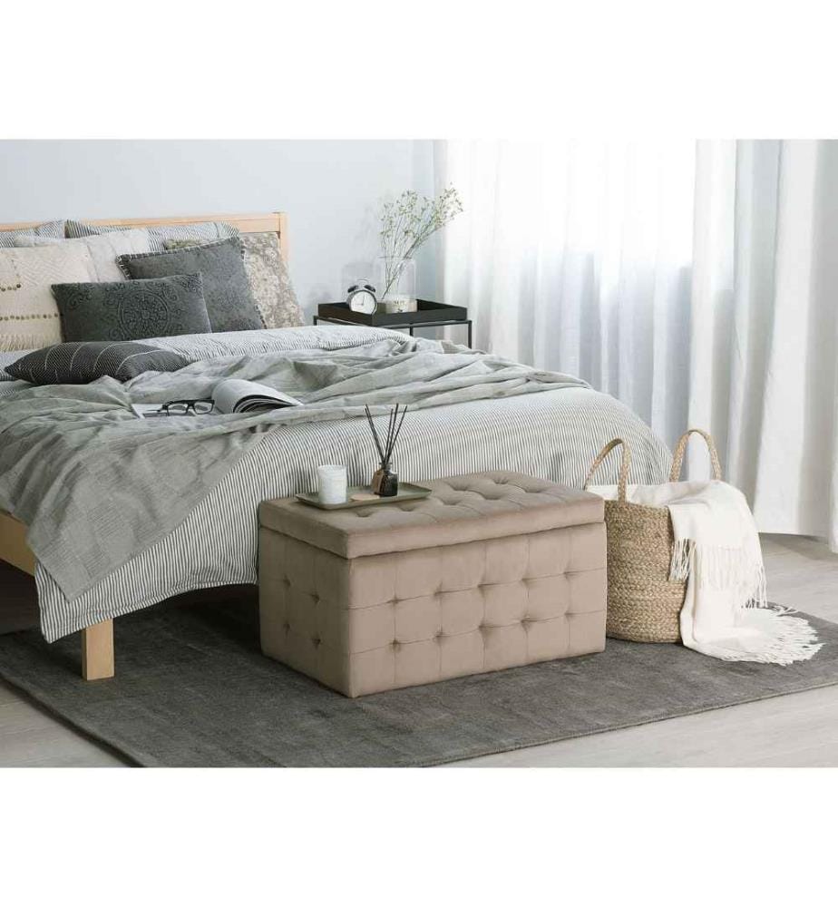 Pouf de rangement MICHIGAN Velours Marron clair